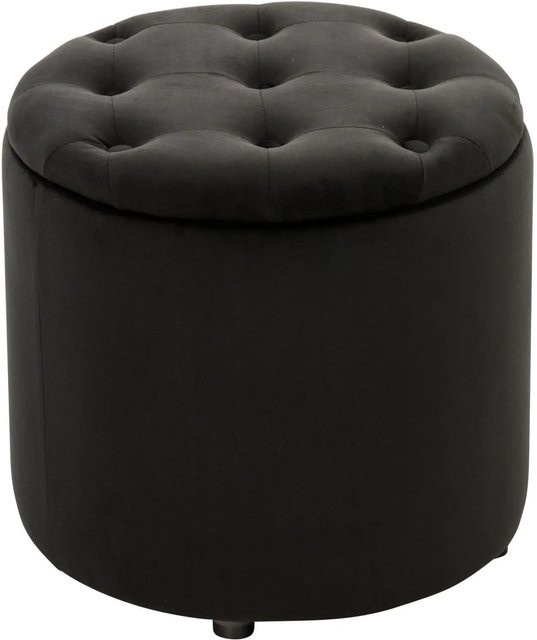 DELUKE Sitzhocker CUTUN Polsterhocker aus Samt in Schwarz, B/T/H: 44 x 44 x 42 cm - Bild 1
