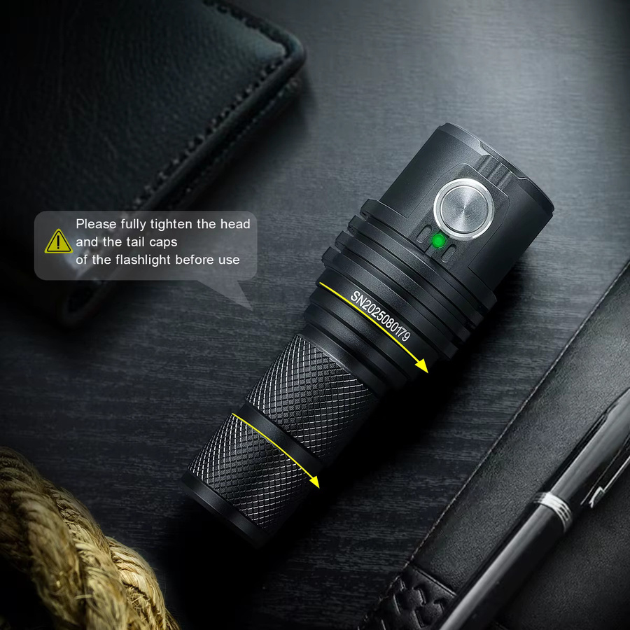 IMALENT MS03 EDC Taschenlampe Schwarz mit 13000 Lumen CREE XHP70.2 LED, Typ-C wiederaufladbar, 324m Reichweite und IPX8 Wasserdichtigkeit - Bild 5