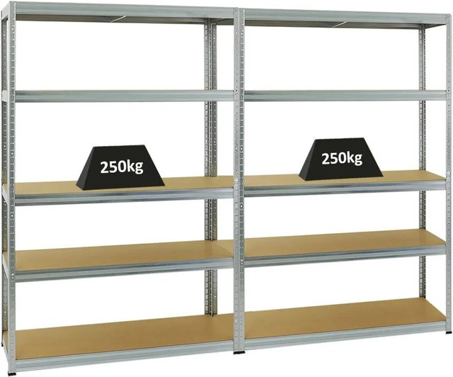 2er Set PROREGAL Schwerlastregal Big Elephant S, silber, H x B x T: 180 x 120 x 45 cm - Bild 1