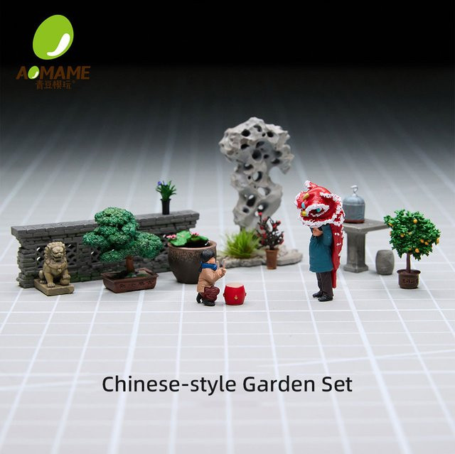 KICARMOD Chinesisches Garten-Set, Modellbausatz, 1:64, Harz, Mehrfarbig - Bild 1