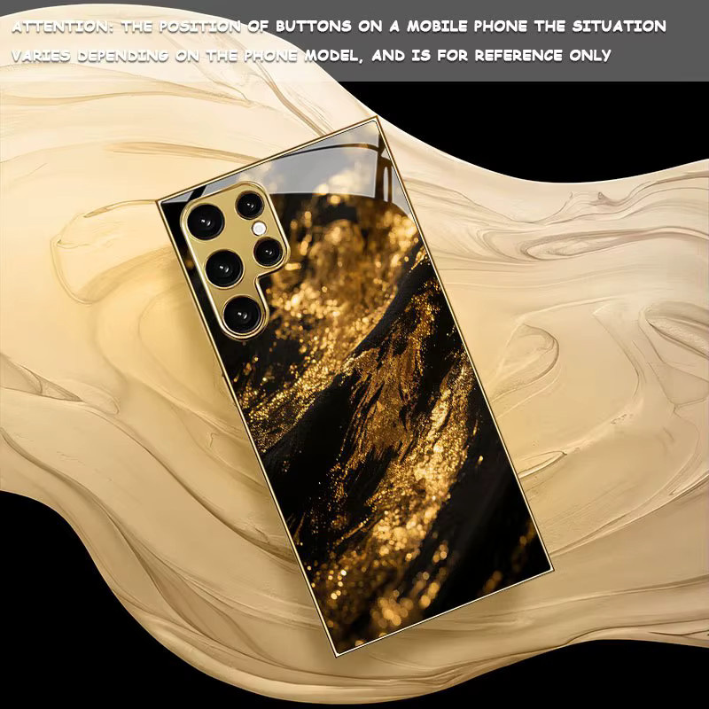 Samsung Handyhülle mit Gold-Textur-Muster und galvanisierter Glas-Hartschale für Galaxy S26 S25 S24 S23 S22 S21FE Ultra Plus - Bild 5