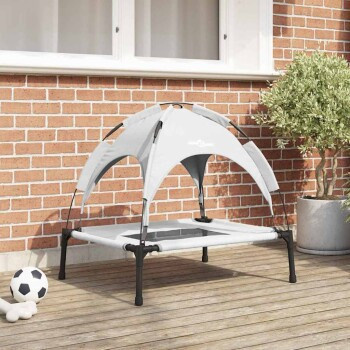 vidaXL Hundebett aus Metall in Silber Grau, wetterfest und erhöht, B/T/H: 76 x 62 x 70,5 cm - Bild 2