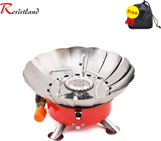 RESISTLAND Winddichter tragbarer Outdoor-Kocher mit Aufbewahrungstasche, Camping-Gasherd in Rot, 2800 W - Bild 1