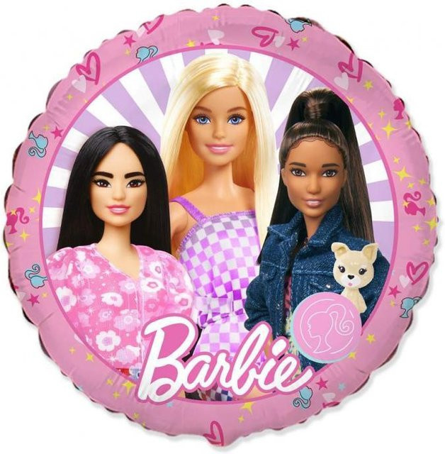 Runder Barbie Folienballon in Pink, Durchmesser: 46 cm - Bild 1