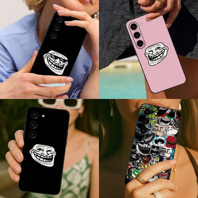 Handyhülle mit T-Trollfaces Memes Design für Samsung Galaxy S21 S22 S23 S24 S25 S26 Ultra FE Plus 5G A52S Soft Cover in Schwarz - Bild 1