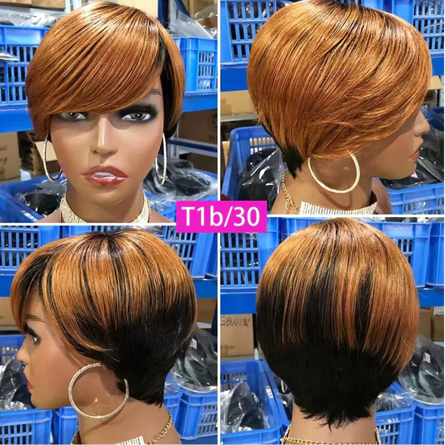 Lolely Dream Pixie-Schnitt-Perücke, 100 % Echthaar, Ombre-Blond, Damen - Bild 4