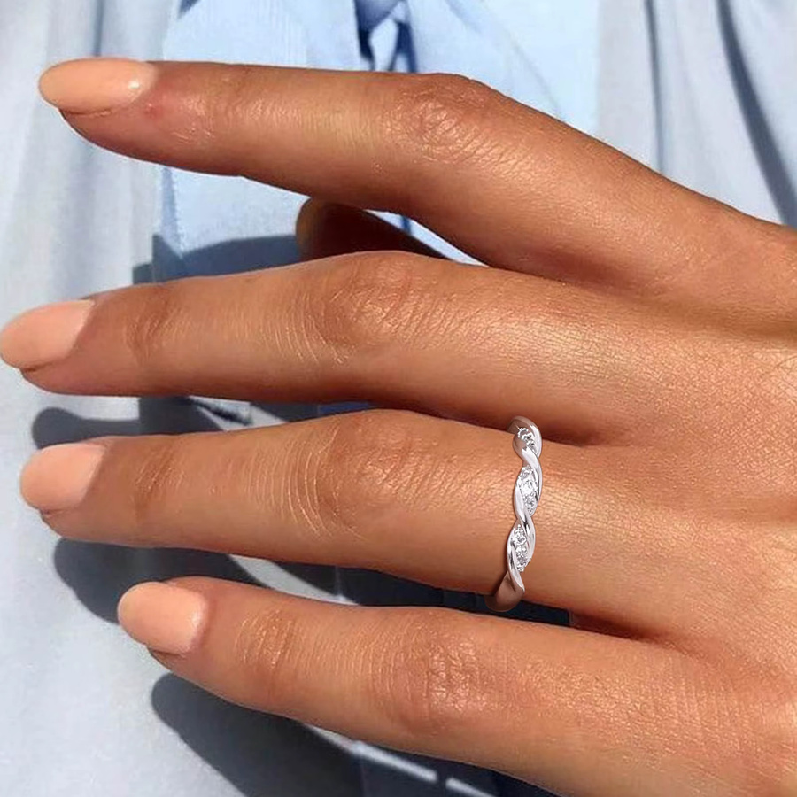 Vnox Eheringe, Silber, Zirkonia, Damen - Bild 3