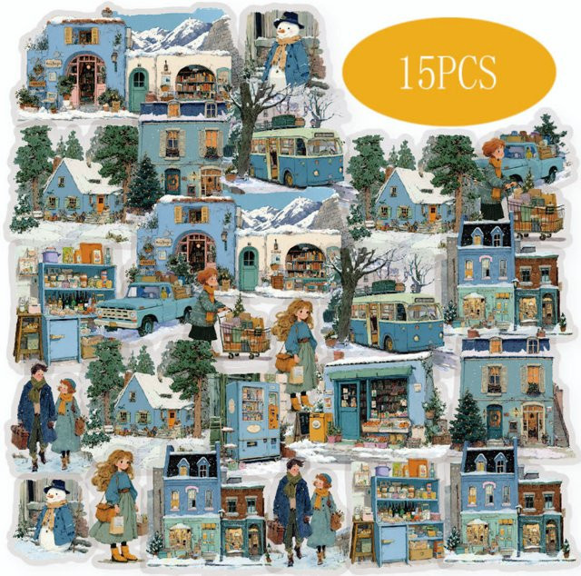 Etori Life Winter Travel Musteraufkleber Multicolor für Notizbücher, Scrapbook und Dekoration - Bild 1