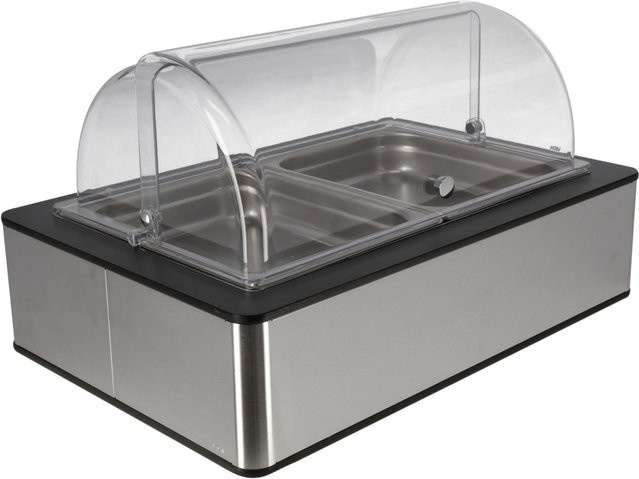 VEGA Buffetvitrine mit Fundalen für 2x GN 1/2 und GN 1/1, Edelstahl/Anthrazit/Transparent, B: 42,5 cm, T: 63 cm, H: 33,9 cm - Bild 1