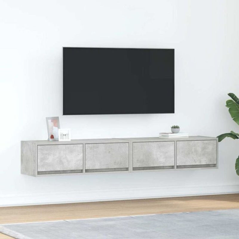 Vidaxl TV-Schrank Set aus Holzwerkstoff in Grau, 2 Stück, B/T/H: 80 x 31 x 25,5 cm - Bild 1