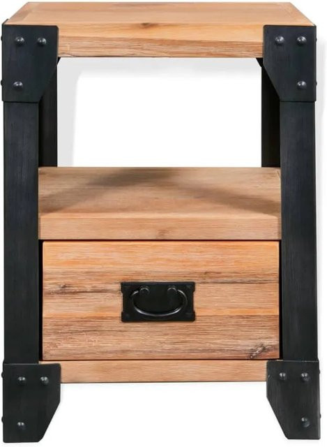 vidaXL Nachttisch aus Akazienholz und Stahl in Braun, rustikales Design, B/T/H: 40 x 30 x 54 cm - Bild 1