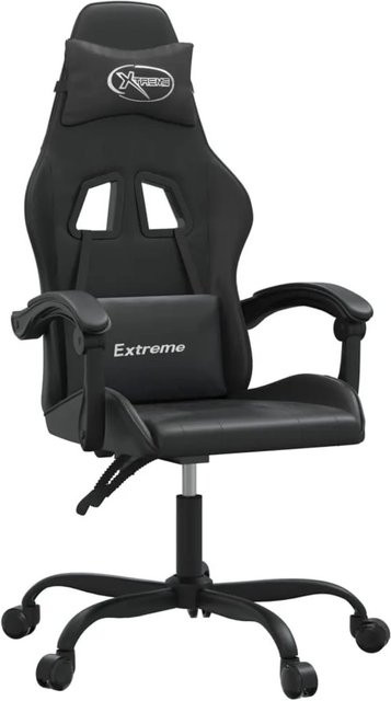 vidaXL Gaming-Stuhl in Schwarz aus Kunstleder mit Kopfstütze und 360-Grad-Drehfunktion - Bild 1