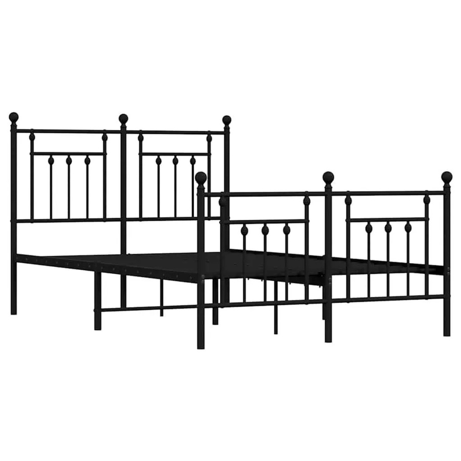 vidaXL Bettgestell aus Metall mit Kopfteil und Fußteil in Schwarz Matt, B/T/H: 125 x 196 x 97 cm - Bild 2