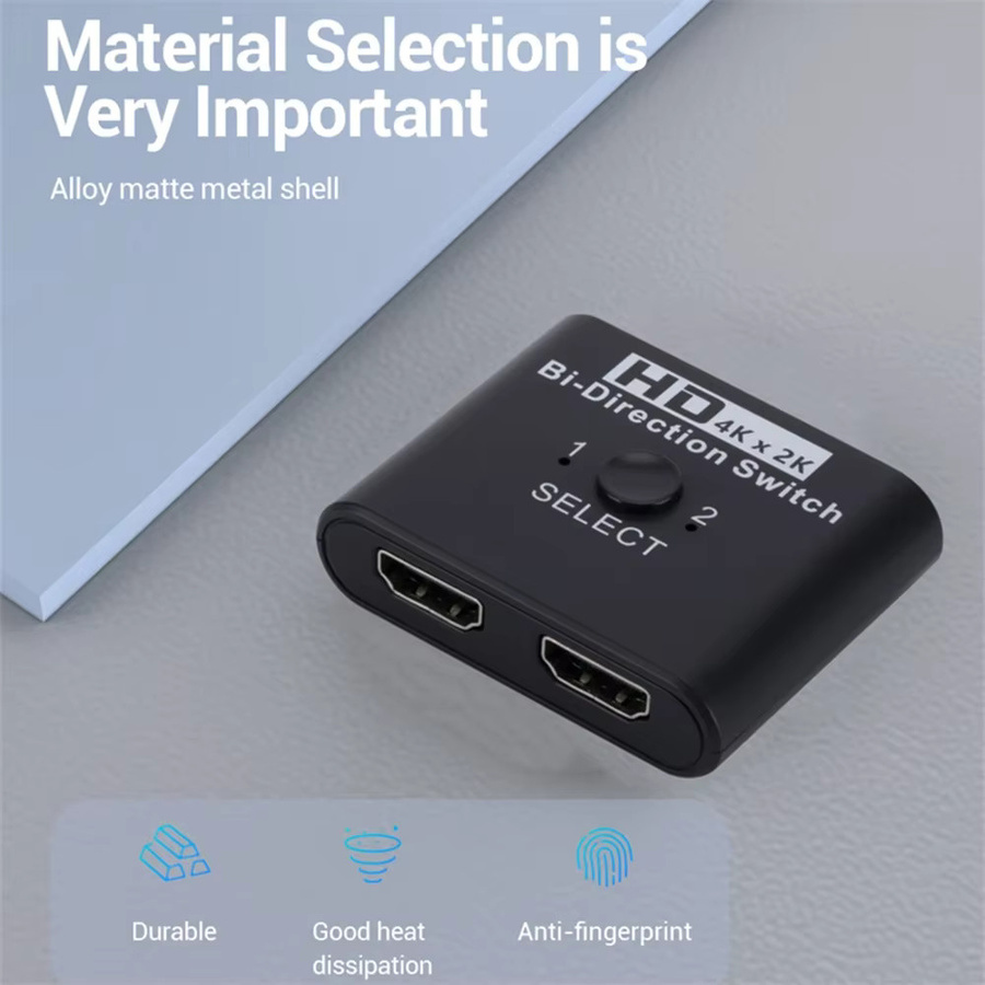 WALKESEN HDMI Splitter 1x2 Bi-Direction Switch 8K 60Hz Videoverteiler in Schwarz - Bild 2