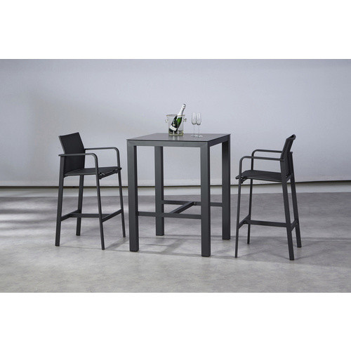 BEST Bartisch Rhodos in Grau mit HPL-Platte und Aluminiumgestell, B/H/T: 80 x 109 x 80 cm - Bild 2