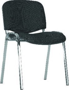 Besucher-Stuhl ISO aus Leder mit Chromgestell in Schwarz - Bild 1
