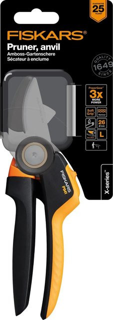 Fiskars X-series Amboss-Gartenschere P941 in Schwarz und Orange mit ergonomischem Griff und präzisionsgeschliffener Klinge - Bild 3