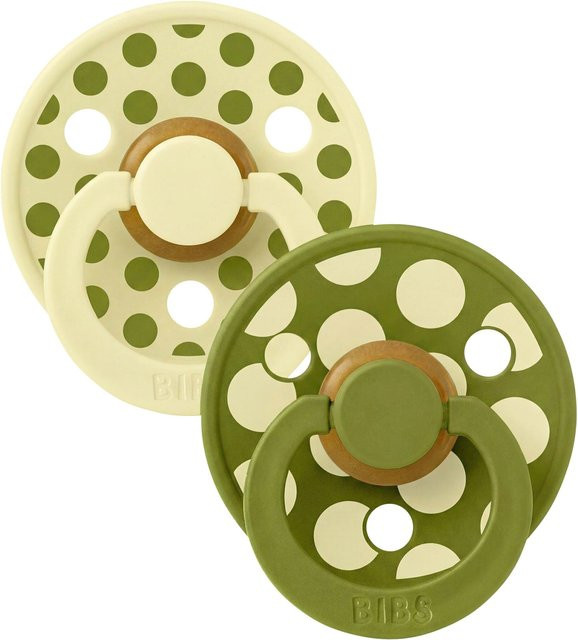 BIBS 2er-Pack Polka Dots Schnuller für 0-6 Monate, Cherry, Gelb und Grün, BPA-frei mit Naturkautschuk - Bild 1