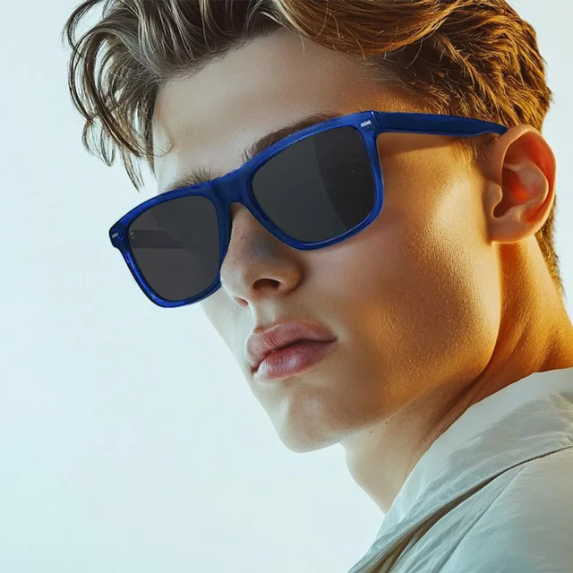 BLUEMOKY Sonnenbrille, quadratisch, Vollrand, blau, Kunststoff, Herren - Bild 1