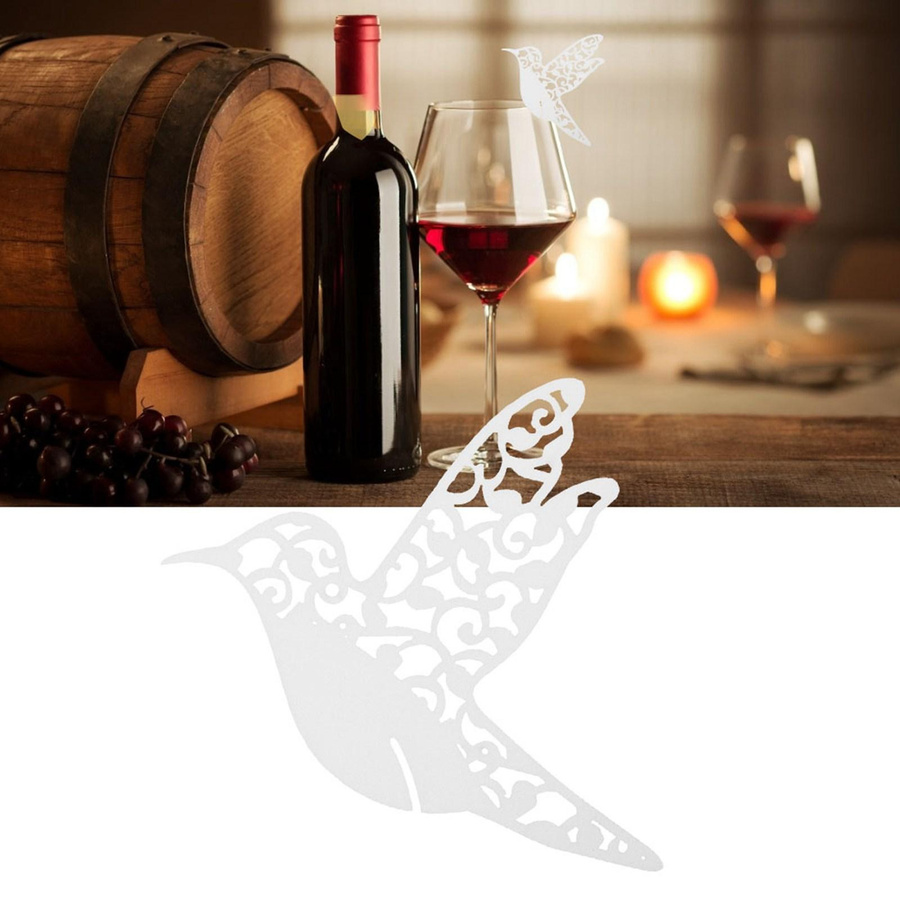KaiSai 50 Stück Platzkarten in Vogelform für Hochzeit und Tischdekoration, Weiß - Bild 4