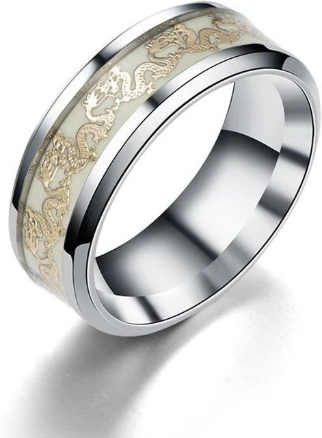 YIRAN Ring Edelstahl, Drachen, Weiß, Unisex - Bild 1