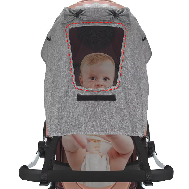 vvocci UV-Schutz Sonnenschutz Baldachin-Abdeckung für Kinderwagen und Autositze in Grau - Bild 3
