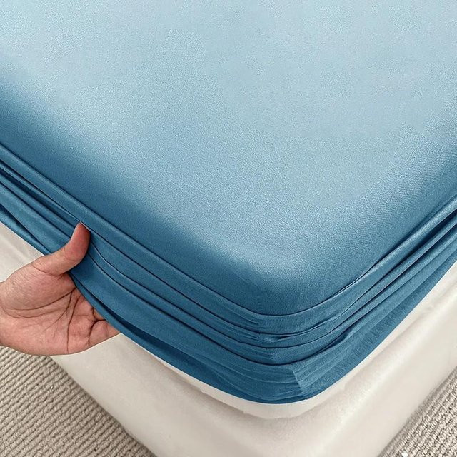 Yiran Furniture Spannbettlaken Set aus Mikrofaser in Blau, 2er-Pack elastische Matratzenbezüge für Queen, Einzel, King Size und Doppelbetten - Bild 1