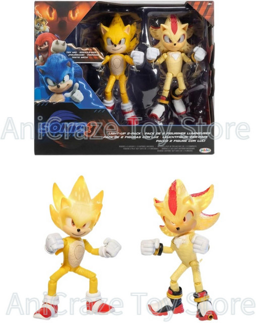 Bandai Sonic The Hedgehog Super Sonic Super Shadow Actionfiguren-Set, mit Licht, bewegliches Modell, ab 3 Jahren - Bild 1