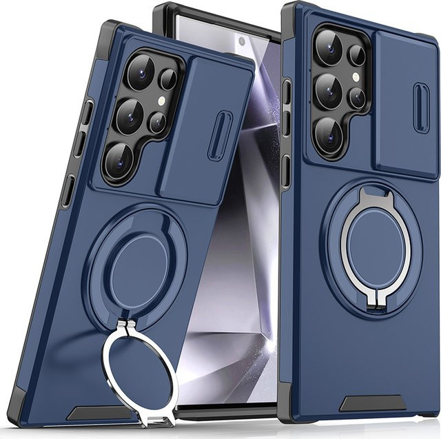 Luxus 360 Grad rotierende Handyhülle mit verstecktem Metallring für Samsung Galaxy S24 Ultra S23 S22 S21 Plus S20 FE A54 A15 in Pink - Bild 1