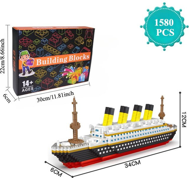 Linyi toy Titanic Kreuzfahrt Schiff Gebäude, Bausteine, black, ab 14 Jahren - Bild 1