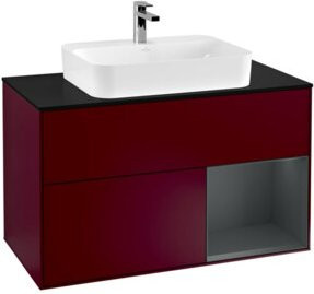 V&B Finion Waschtischunterschrank mit LED-Wandbeleuchtung und Regalfach, Breite: 100 cm, Lackausführung - Bild 1