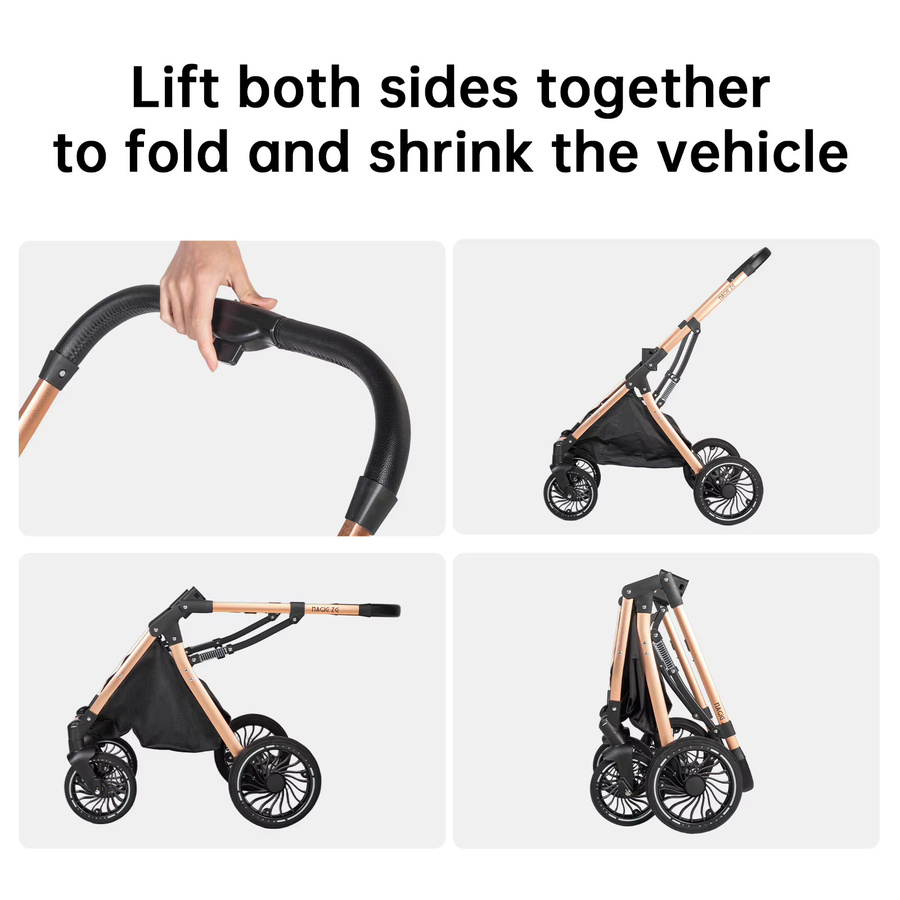Luourzme 3-in-1 Kinderwagen Reisesystem in Blau mit Aluminiumrahmen und Federung - Bild 7