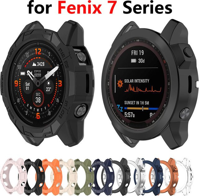 ZNDUKLOO Schutzhülle für Garmin Fenix 7 Serie Fenix 7S 7 7X Pro, TPU Halbcover ausgehöhlt, transparent - Bild 1