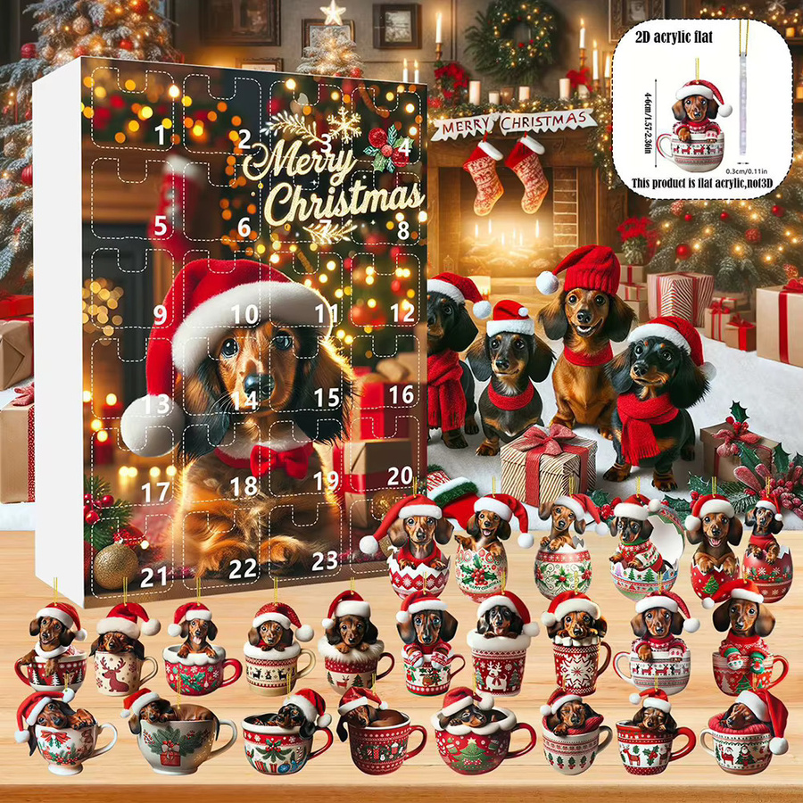 APWIKOGER Adventskalender 2025 mit Dackel Motiv für Kinder, Mehrfarbig - Bild 2