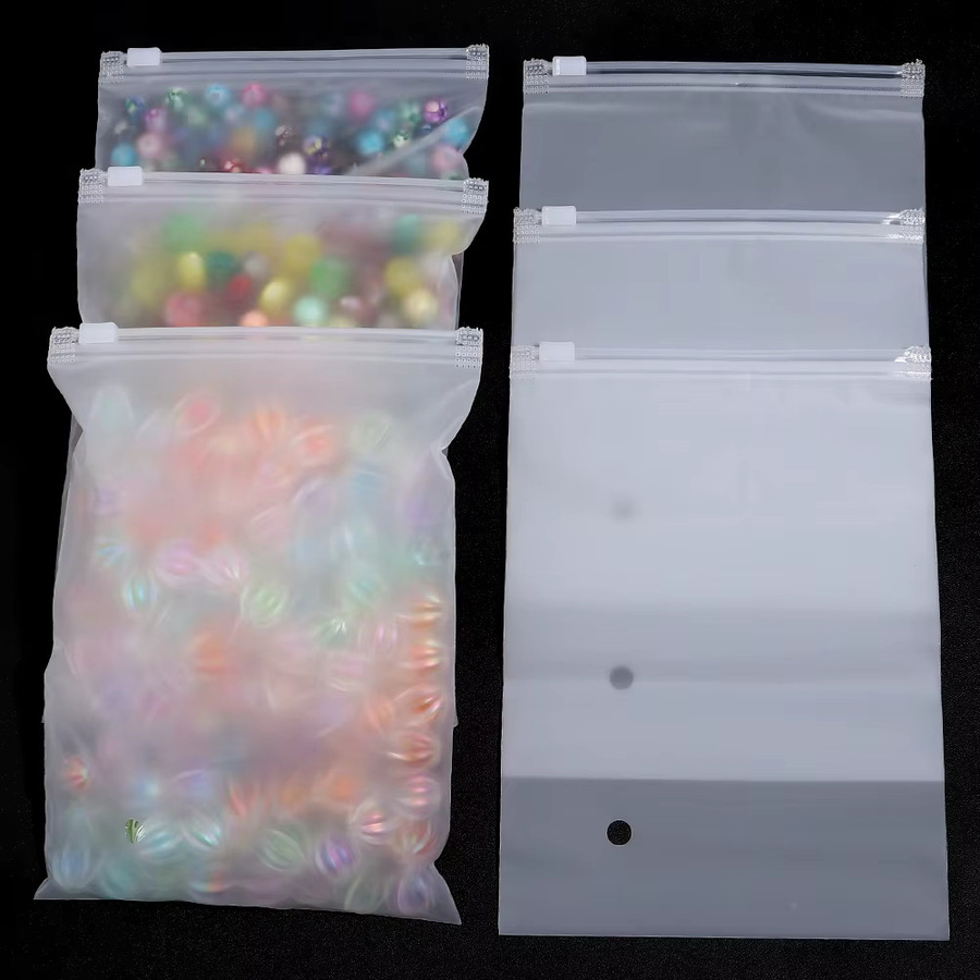 Louleur Matte Reißverschlusstaschen Transparent Wiederverwendbare Aufbewahrungsbeutel aus Kunststoff für Schmuck und Lebensmittel - Bild 2