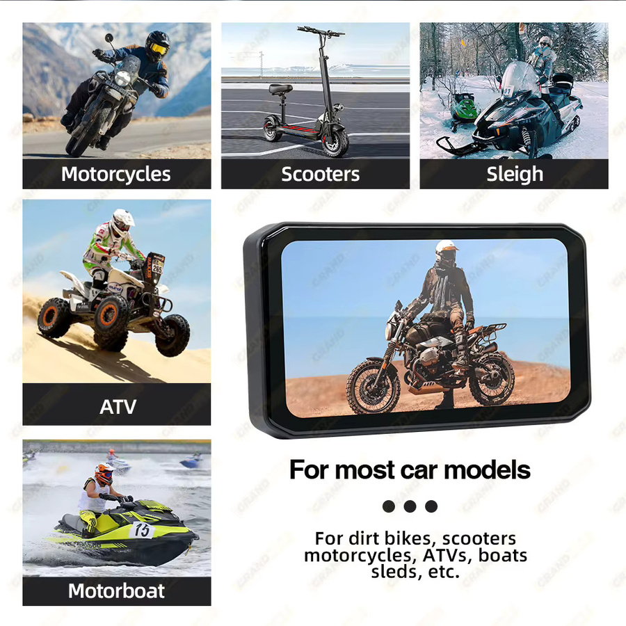 GrandNavi Tragbarer 6,25 Zoll Motorrad GPS Navigator mit Wireless CarPlay und Android Auto, IP67 Wasserdicht, Schwarz mit DVR Stick Recorder und WIFI - Bild 6