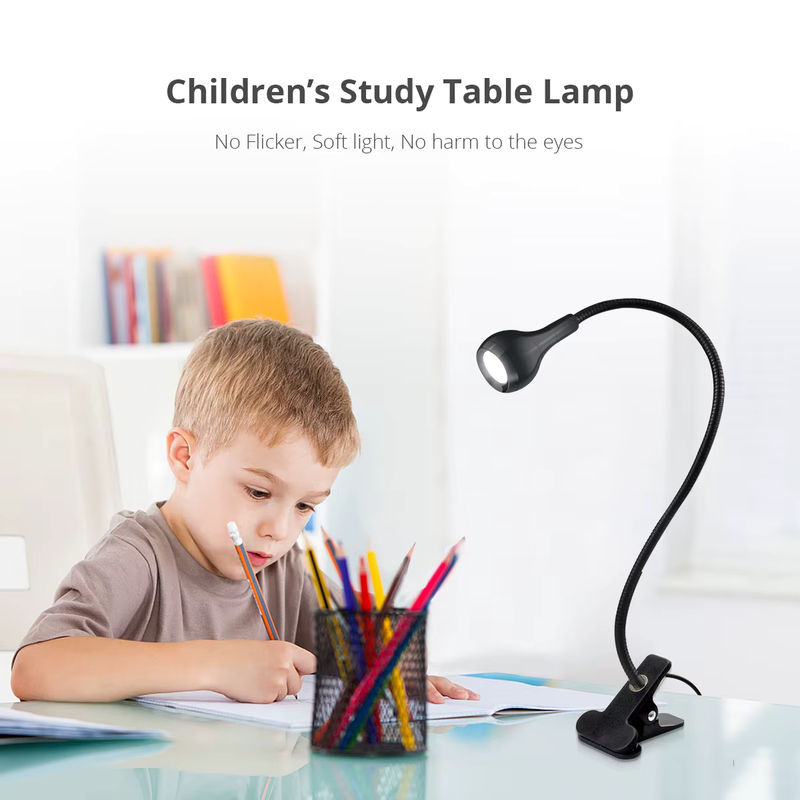 Guillermo LED-Schreibtischlampe zum Anklipsen in Schwarz mit flexiblem 360 Grad Schwanenhals und USB-Anschluss für Home Office und zum Lesen - Bild 5