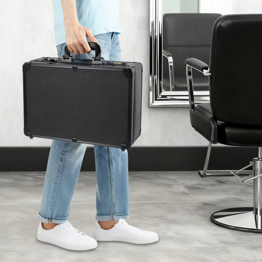 MINRS Tragbarer Friseurkoffer mit Passwortschloss in Schwarz für Barber und Stylisten - Bild 3