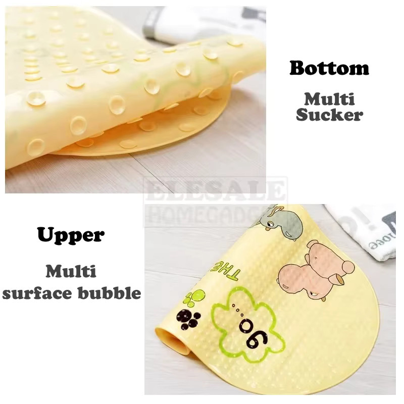 ELESAHOME Anti-Rutsch Badematte aus PVC mit Saugnäpfen und Cartoon-Tierdesign, mehrfarbig, B: 38 cm, T: 69 cm - Bild 2