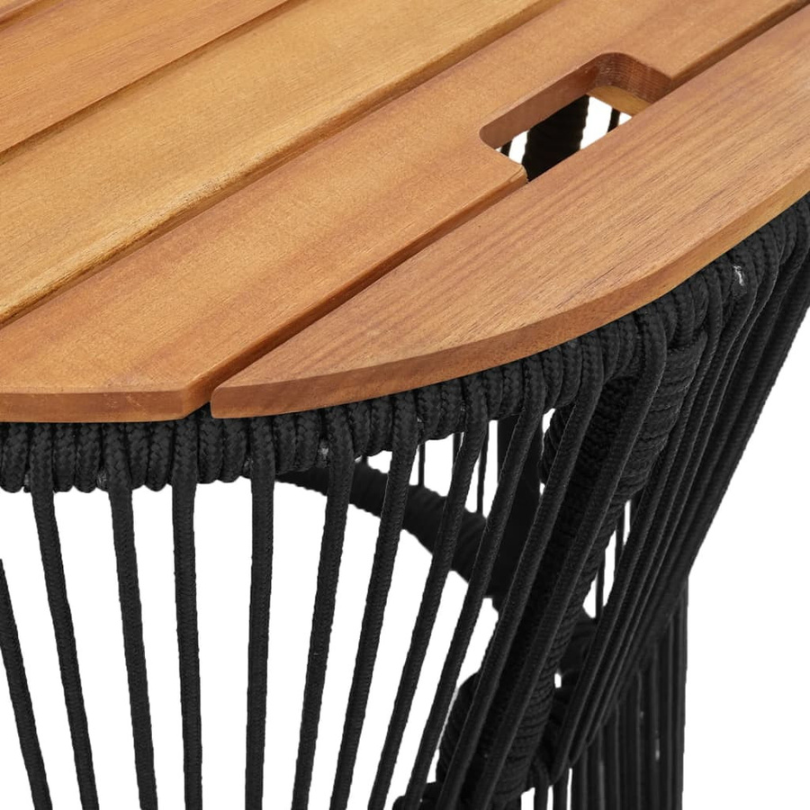vidaXL Garten-Beistelltische Set aus 2 Stück, Schwarz, Polyrattan und Akazienholz mit runden Platten - Bild 6
