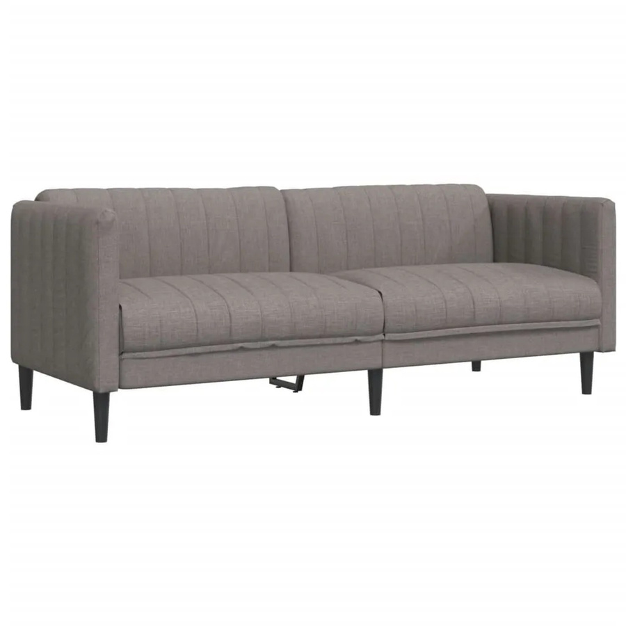 vidaXL 3-Sitzer Sofa in Taupe und Grau mit Stoffbezug und Massivholzrahmen, B: 193,0 cm, H: 76,5 cm, T: 74,5 cm - Bild 2