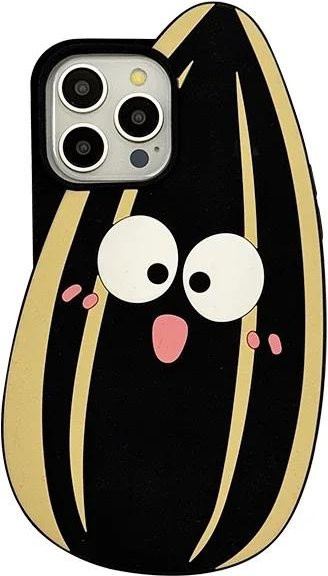 Tuiying002 Handyhülle aus Silikon mit süßem Cartoon Sonnenblumenkern Design für iPhone 16 15 14 13 12 Pro Max in Schwarz, stoßfest und weich - Bild 1