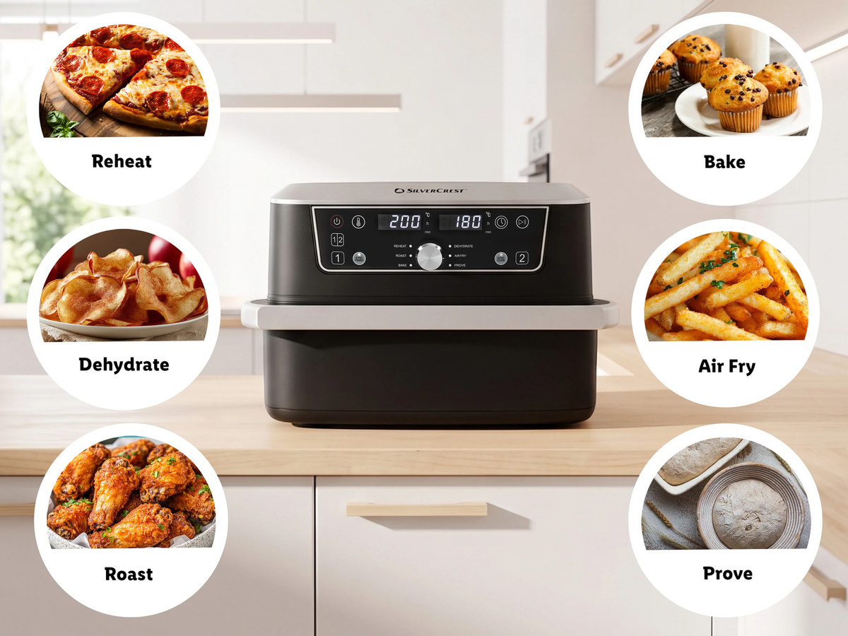 SILVERCREST Ultrazone Airfryer SHFDA 2600 A1 Dual Zone, Schwarz, 2x 5,5 l - Bild 3