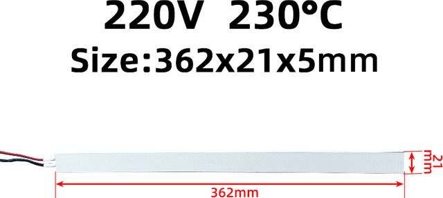 PTCYIDU Keramik PTC Heizplatte mit Aluminiumgehäuse, 220V, 230 °C, B: 36,2 cm, T: 2,1 cm - Bild 1