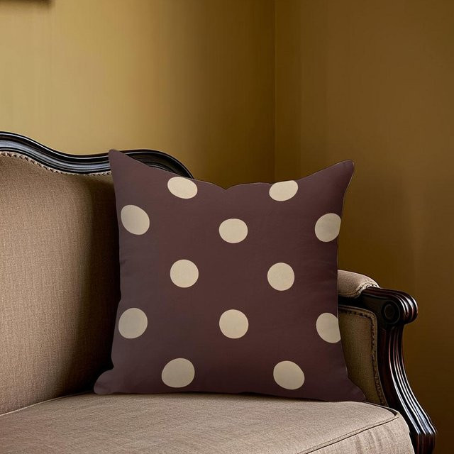 Potdemiel Jacquard-Kissenhülle quadratisch in Braun und Beige mit Punkten, B/H: 40 x 40 cm - Bild 1