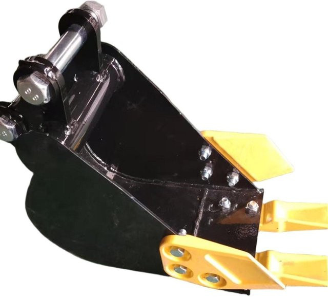Schmaler Minibagger Baggereimer von TOMTOP JMS in Gelb und Schwarz mit 200 mm Breite und 24,9 mm Lochdurchmesser - Bild 1