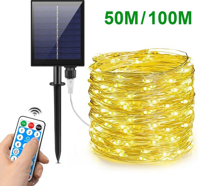 CHNAITEKE Solar LED Lichterkette Warmweiß für Garten und Weihnachtsdekoration mit Solarpanel - Bild 1