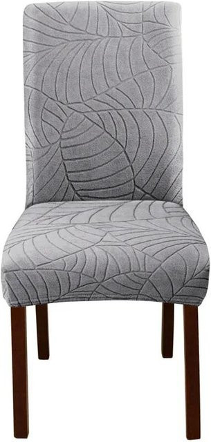 Rutschfester Blattsessel Überzug aus Jacquard Stretch in Grau für Sessel und Stühle - Bild 1