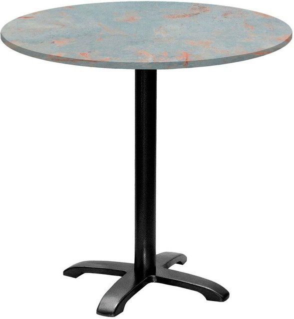 RestooTab Tisch Bazila rund in Dekor Stein, Farbe Grau und Schwarz, H: 74 cm, Ø: 80 cm - Bild 1