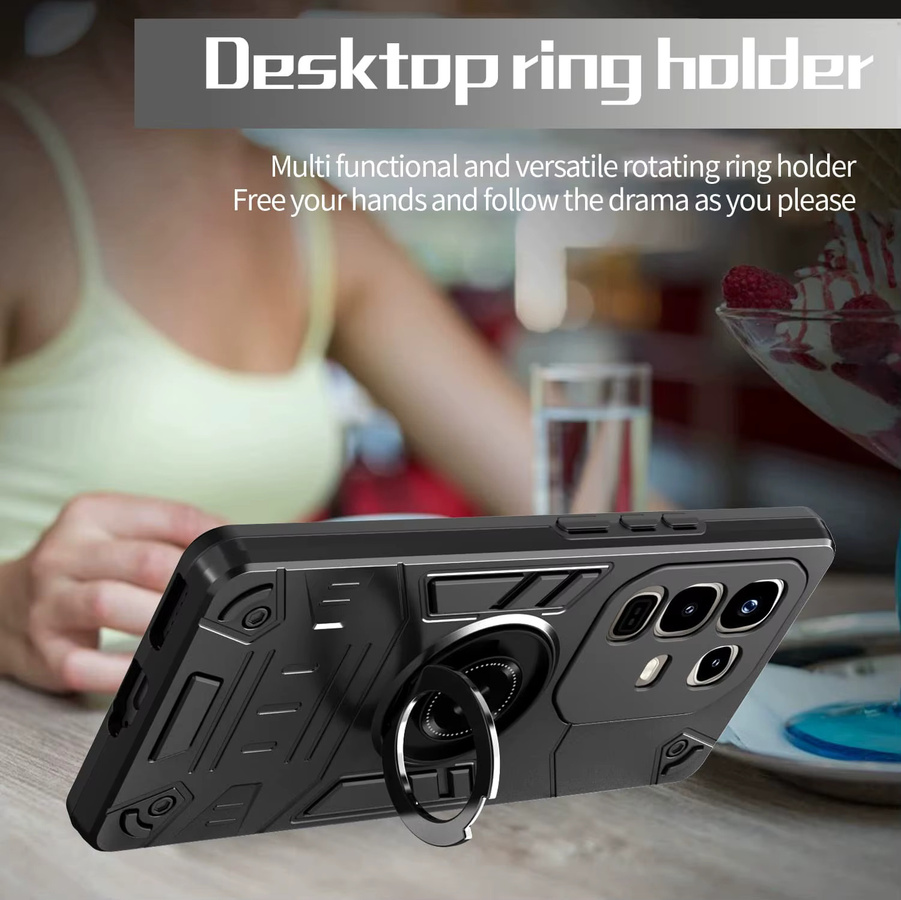 Stoßfeste Magnetische Rotierende Ring-Handyhülle für Infinix Note 50 Pro Plus, 50s, 50X 4G und Note50 Pro in Schwarz mit integriertem Ständer - Bild 6